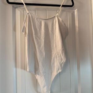 White Bodysuit with Delicate Design and Thin Straps